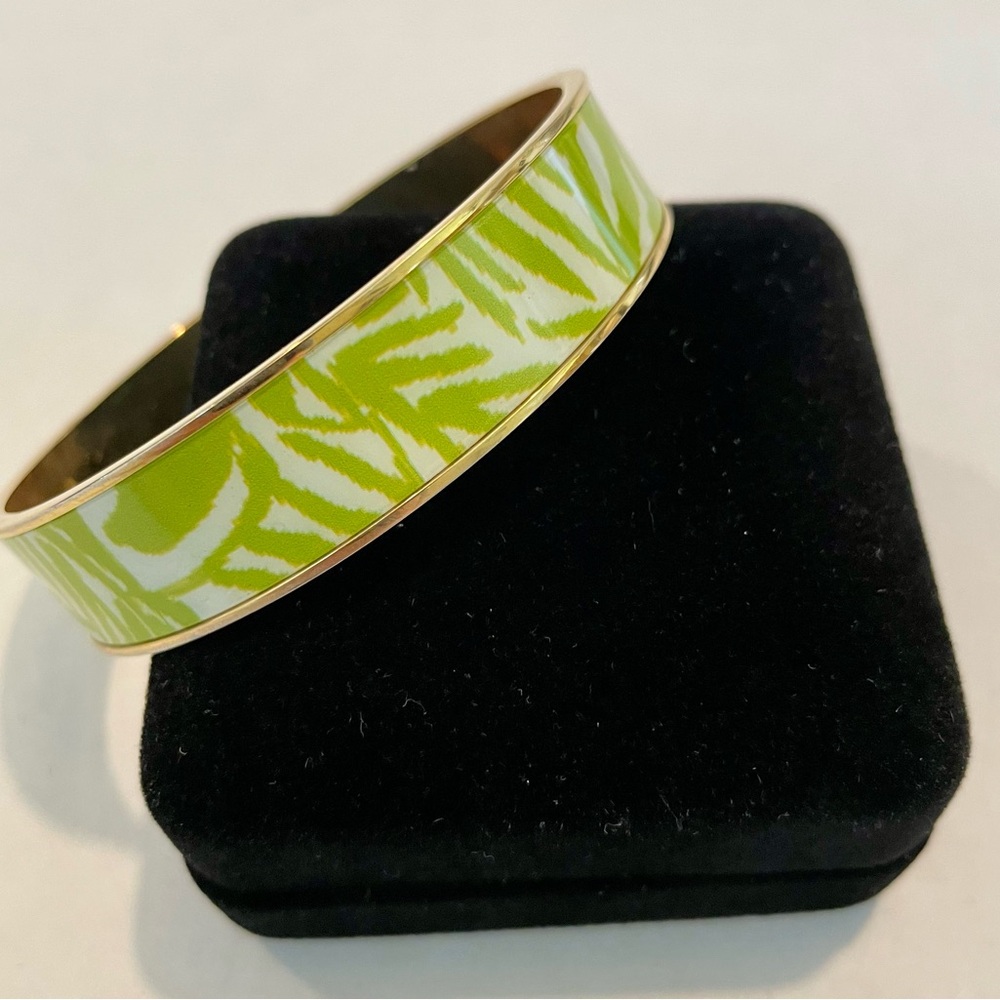 Kate Spade Green and Gold Enamel Bangle Bracelet